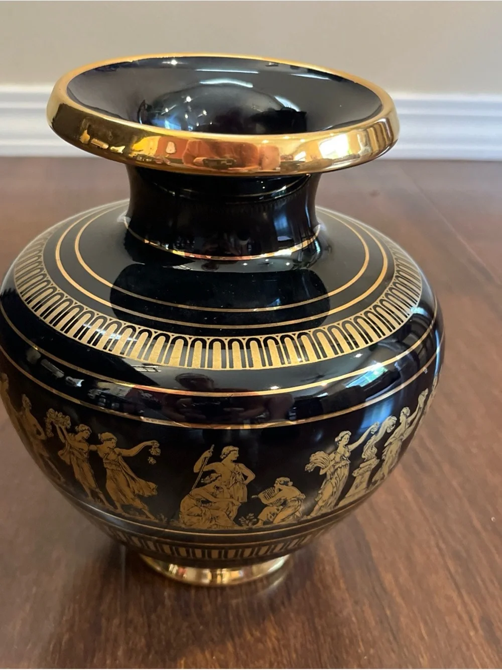 Black and Gold Decorative Urn Vase - Classic Greek Motif
